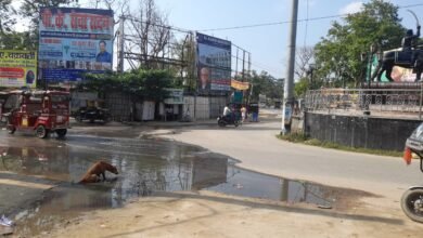 Photo of समाहरणालय जाने वाली मुख्य सड़क वीर कुंवर सिंह चौक पर बहता है नाले का गंदा पानी