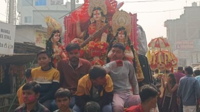 Photo of विद्या की देवी मां सरस्वती को नम आंखों से दी विदाई, शांतिपूर्ण तरीके से की गई मूर्ति विसर्जन
